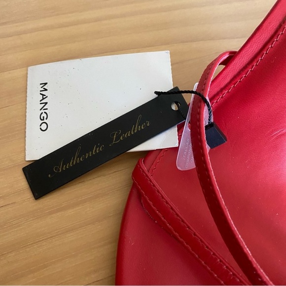 Mango red leather strappy sandals with low heel - Picture 5 of 6